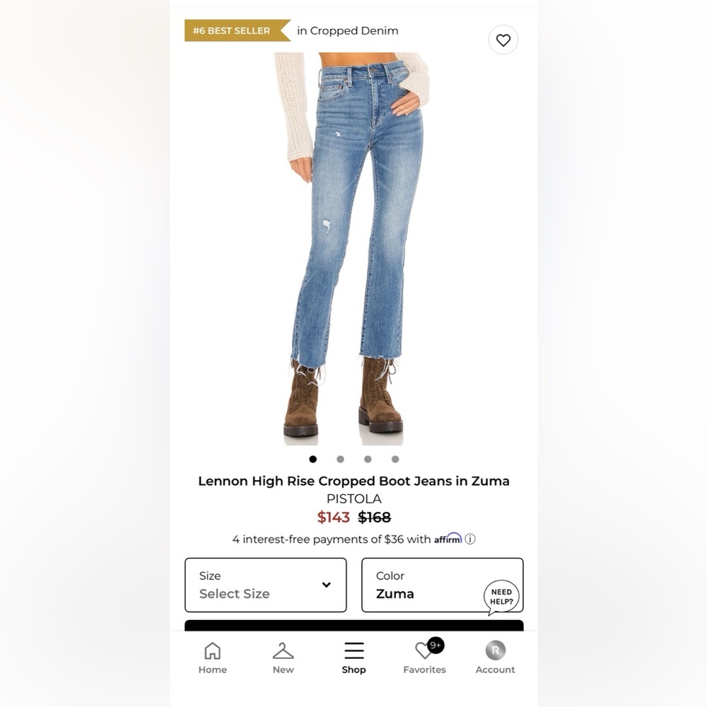 Pistola Lennon High Rise Cropped Boot Jeans in Zika Size 24 - Picture 5 of 7
